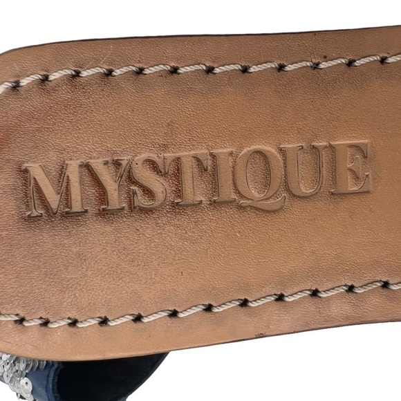 Mystique Blue Gold Silver Sequin Star Flip Flop Sandals Size 7 Women’s - Picture 2 of 10